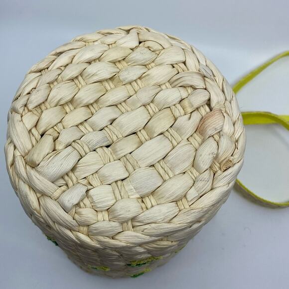 Rachel Ashwell Purse Straw Rattan Jute Pineapples Bucket Crossbody Shoulder Boho - Picture 5 of 9